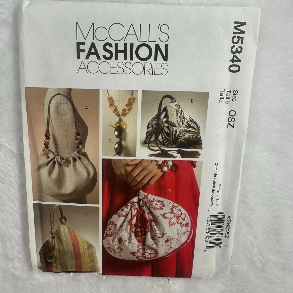 McCall's M5340 Fashion Accessories Sewing Pattern OSZ Multi Handbags Necklace